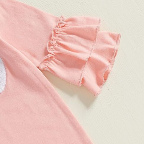 Baby Girls Valentine's Day Rompers Long Sleeve Heart Print Layered Ruffle Jumpsuit My Firist Valentines Day Outfit in Saudi Arabia