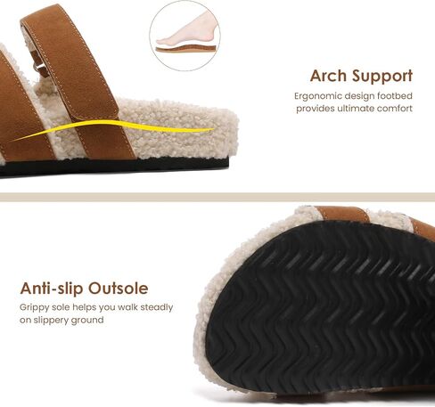 Slippers for Women Adjustable House Slippers Faux Shearling Fuzzy Slide Sandals with Cozy Lined, Fluffy H slippers House Shoes Indoor and Outdoor in Saudi Arabia