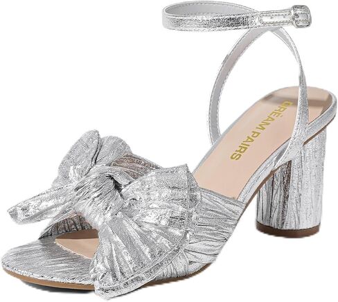 DREAM PAIRS Women's Bow Knot Heeled Sandals | Low Chunky Heels Open Toe Ankle Strap Slingback Dress Shoes for Wedding Bridal Party in Saudi Arabia
