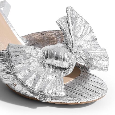 DREAM PAIRS Women's Bow Knot Heeled Sandals | Low Chunky Heels Open Toe Ankle Strap Slingback Dress Shoes for Wedding Bridal Party in Saudi Arabia