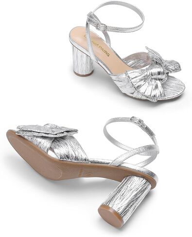DREAM PAIRS Women's Bow Knot Heeled Sandals | Low Chunky Heels Open Toe Ankle Strap Slingback Dress Shoes for Wedding Bridal Party in Saudi Arabia