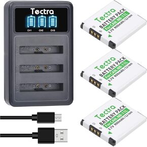 Tectra 3-Pack NB-11L NB-11LH Battery and LED 3-Slot Charger for Canon PowerShot A2300 is, A2500, A2600, A3400 is, A3500 is, A4000 is, ELPH 110 HS, ELPH 130 HS, ELPH 135 is, ELPH 160, SX400 is