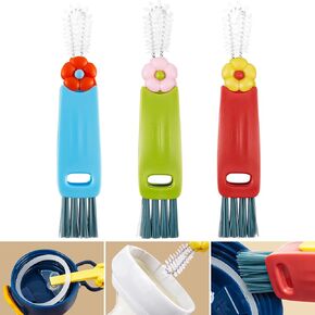 3 in 1 Cup Lid Cleaning Brush,3 PCS Multifunctional Portable Crevice Cleaning Brush,The New Bottle Brushes for Cleaning Bottle Tight Spaces,Kitchen Gadgets Water Bottle Cleaner Brush (3)