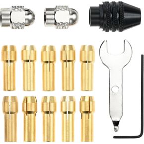 Mgoodoo 15pcs Drill Chuck Collet Set متوافق مع ملحقات أداة Dremel ، 1/32 " - 1/8" أداة دوارة Shank 4486 ملحق Chuck Chuck السريع غير المفتاح مع 4485 Brass Collet Nut Nut