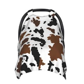 Brown Black Cow Skin Baby Car Seat Canopy Cover Multi Use Nursing Cover for Newborn Car Seat Canopy Mom Nursing Breastfeeding Covers Newborn Shower Gift for Babies Carseat Canopy Cover Nursing Cover