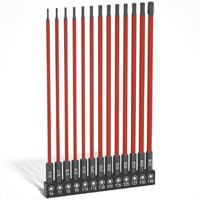 مجموعة بتات Torx الطويلة XOOL 13 قطعة ، 6 بوصة (150 مم) ، T6-T40 ، الفولاذ المغناطيسي S2 ، 1/4 "سد hex ، نصائح دقة CNC لسائقي التأثير ، التدريبات ، ومسلحفات البراغي
