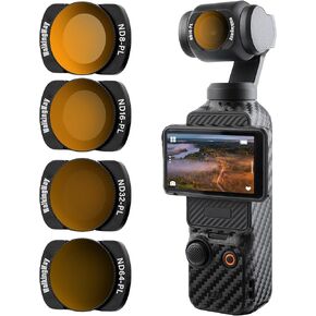 Walking Way Magnetic ND Filter Set Compatible with DJI Osmo Pocket 3 Creator Combo Accessories - 4 Pack (ND8/PL, ND16/PL, ND32/PL, ND64/PL),Neutral Density Filters HD Optical Glass/Multi-Coated