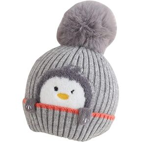 IMLECK Cartoon Penguin Kid Knit Hat for Boys Girls Infant Toddler Baby Beanie with Pompom