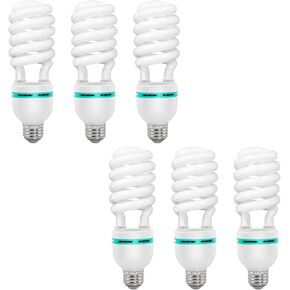 LimoStudio [6 Pack] CFL 45W Light Bulb Neutral Day Light, 5500K, 2300 Lumen, 95>CRI, Compact Fluorescent Full Spectrum Multi Purpose Lighting, Photography, Video, High Energy Efficiency, AGG3287