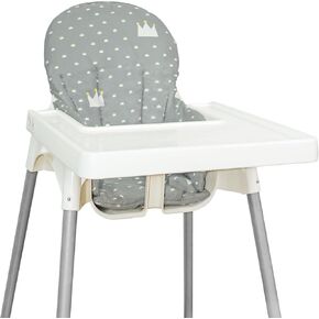 for IKEA High Chair Cushion, for Antilop High Chair Cushion, Cushion High Chair, High Chair Pad for IKEA Antilop Highchair, Cotton Non-Slip, Soft, Baby Sitting More Comfortable (Gray Crown)