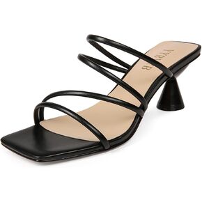 Women's Kitten Heels Square Open Toe Mule Heels Slip On Wedding Party Dress Shoes