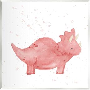 Stupell Industries Pink Triceratops Dinosaur Animal Wall Plaque Art, Design by Lucille Price, 12 x 12