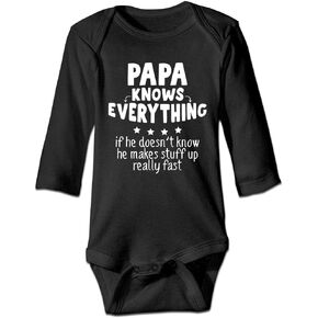 DOQOSESHY Papa Knows Everything Funny Bodysuit Infant Short Sleeve Baby Long Sleeve Bodysuit Sleeveless Romper