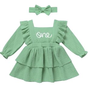 FYMNSI Toddler Baby Girls Winter Snowflake 1st Birthday Outfit Ruffle Tiered Tutu Dress Headband Cake Smash Christmas Clothes