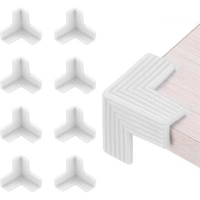 uxcell Corner Protectors, 8 Pcs Table Corner Protectors, Furniture Corner Guard and Edges Safety Bumpers for Table Edges and Sharp Corners (3D-Shaped, White)