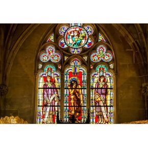 YongFoto 10x8ft Angel Stained Glass Window Backdrop Vintage Church Stained Glass Painting Heaven Christ Jesus Cathedral Building Photography Background Adults Boy Girl Portrait Photo Props Polyester