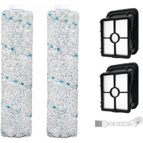 35151/3513 Brush Roller Hepa Filter Kit for BISSELL CrossWave HydroSteam Multi-Surface Steam,Wash,Vacuum All in One Wet-Dry Cleaner-2 Reusable Roller+2 Filters