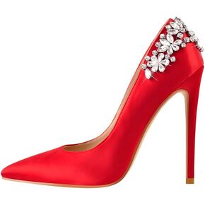 Flower Rhinestone Pointed Toe Stiletto Pumps