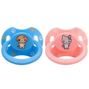 LittleForBig Bigshield Generation-II Big Sized Pacifier Printed Set - Pink Kitty and Blue Puppy