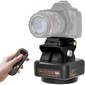 YT1500 Pro Auto Motorized Head Rotating Tripod Head Pan Tilt Camera Mount Rotation Panoramic Geared Tripod Heads,40M Wireless Remote Control 2.2kg Load Capacity with Phone Clip for DSLR/Smartphone