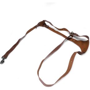 PerGar Genuine Leather Camera Shoulder or Neck Strap - Brown Compact Universal Adjustable Shoulder Harness for DSLR Cameras DV (Brown-right shoulder)
