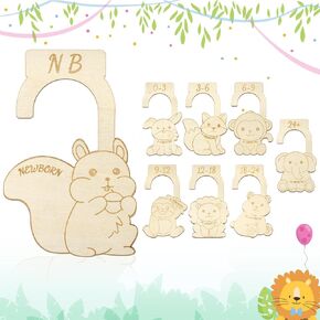 Wooden Baby Closet Size Divider, 8 Pcs Cute Animal Baby Clothes Organizer Double-Sided Print, Closet Dividers for Baby Clothes Nursery Baby Furniture Room Decor (0-24+ Months)