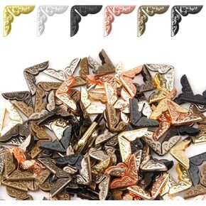 120PCS Vintage Metal Book Corner Protector, Metal Book Corner Protectors for Scrapbook, Book Scrapbooking Corner Protector, Notebook Cover Book Protector for Photo Album
