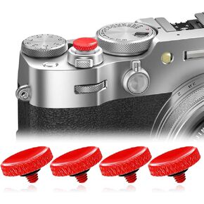4Pack Camear Shutter Button Metal Brass Knurled Soft Shutter Release Button Compatible with Fujifilm Sony Lecia Nikon for Better Balance and Grip (Red)