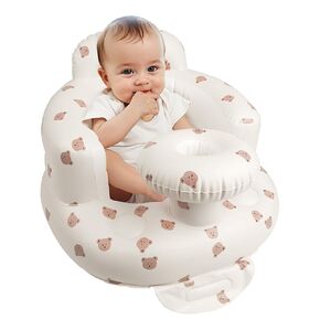 Inflatable Baby Seat for Babies 3 Months & Up, Baby Floor Seats for Sitting Up, Baby Seats for Infants, Blow Up Baby Chair with Built in Air Pump - BearHead with Tray in Kuwait