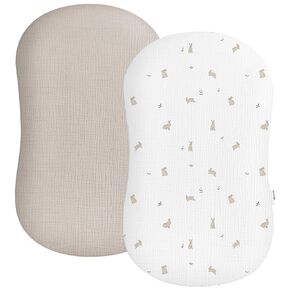 Muslin Baby Lounger Cover 2 Pack, Soft Breathable Newborn Lounger Pillow Cover for Boys Girls Infant