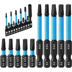 10PCS Square Drive Bits, S2 Alloy Steel Square Bit Set, 2.36''&0.98'' Long Magnetic Square Head Screwdriver, Robertson Screwdriver Square Drill Bit Set Sizes #0, 1, 2, 3, and #4