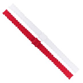Wee Ones Baby Girls' Two Stretch Ruffle Edge Satin Add-A-Bow Baby Head Bands - White and Red (6-24 months)