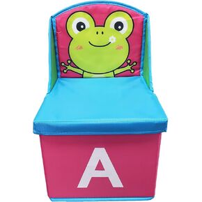 Toys Storage Box Storage Stool 2 in 1 Multi-Function Folding Storage Chair Cartoon Shoe Changing Stool Oxford Cloth Backed Armchair Boxes for Kids, Boys, Girls, Playroom, 15.5x9.5x9.5inch