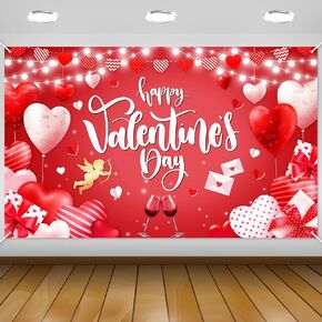 Mocsicka Happy Valentine's Day Backdrop Romantic Love Hearts Valentines Day Banner Valentines Day Party Decorations Photo Booth Prop