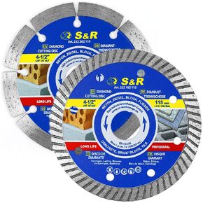 S&R 4.5 Inch Thin Diamond Tile Blade for Cutting Porcelain Tiles Marbles Stoneware Granite (Industrial 2 pcs)