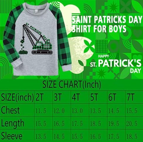 Kids Saint Patricks Day Shirt for Girls Boys St. Patricks Day Tshirt Toddler Buffalo Blue Plaid Long Sleeve Tee Tops 2-7T in Kuwait