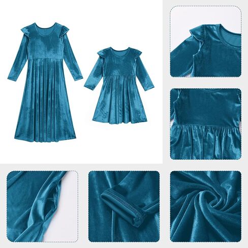 Ibtom Castle Mommy و Me Christmas Dresses Long Sleeve Velvet Dress مطابقة الأم وابنتها لحفل الشتاء in Kuwait