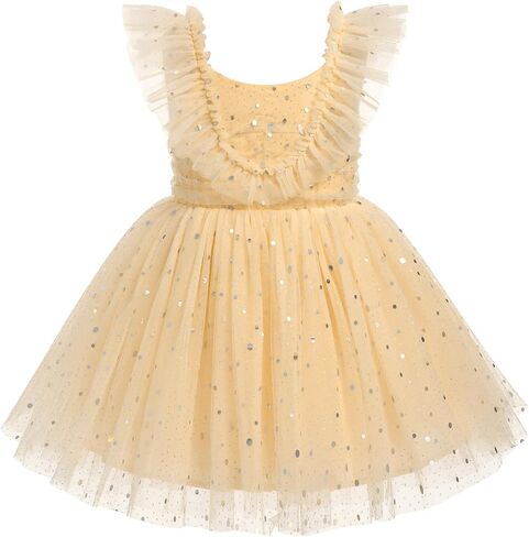 IMEKIS Toddler Girls Sequin Tulle Birthday Princess Dress Shiny Formal Party Dresses Cake Smash Photo Shoot Outfits in Saudi Arabia