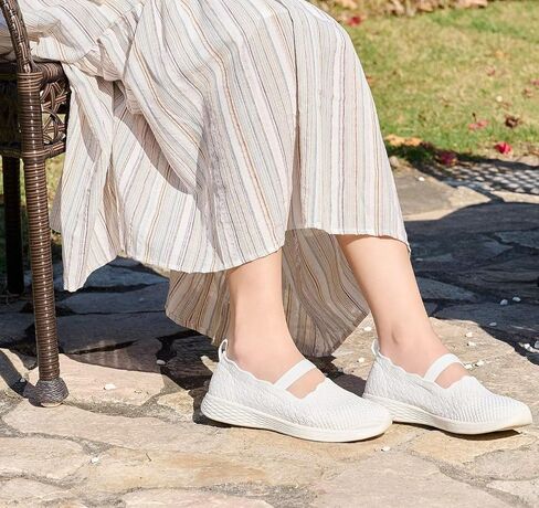 poemlady Women's Slip on Loafer Shoes - Knit Casual Ballet Flat Nurse Walking Sneakers Mesh Round Toe Low Wedge Memory Foam Shoes in Saudi Arabia