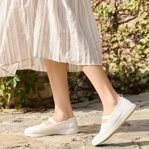poemlady Women's Slip on Loafer Shoes - Knit Casual Ballet Flat Nurse Walking Sneakers Mesh Round Toe Low Wedge Memory Foam Shoes in Saudi Arabia