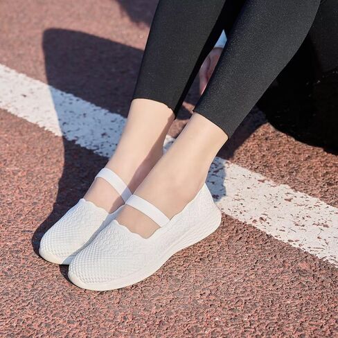 poemlady Women's Slip on Loafer Shoes - Knit Casual Ballet Flat Nurse Walking Sneakers Mesh Round Toe Low Wedge Memory Foam Shoes in Saudi Arabia
