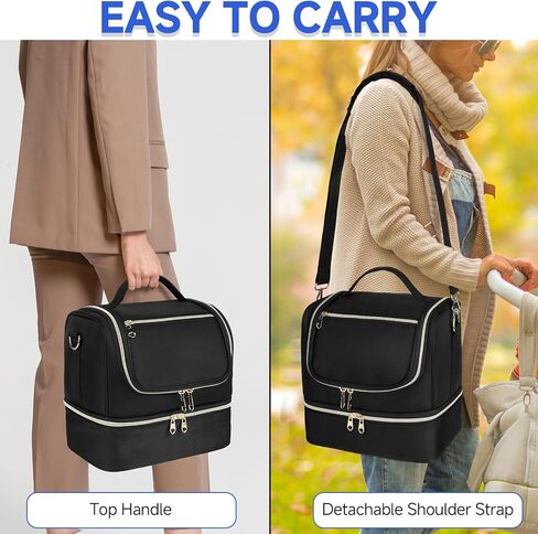Wearable Breast Pump Bag with Cooler Compartment Fits for Willow/Elvie/Momcozy M5/S12 Pro/Medela, Breast Milk Travel Tote Bag with Ice Pack & Waterproof Mat,Black in Saudi Arabia