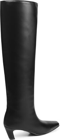Cynllio Womens Knee High Boots Square Toe Hister Hist Boots Tall Boots سحب على عجل عجل الأسود Boots منخفضة الكعب مريح طويل in Kuwait
