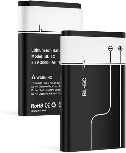 2 Pieces BL-5C Battery, 3000mAh New Upgraded 3.7V Li-ion Higher Capacity Replacement Battery for Household Radio, bt Speaker, Camera in Kuwait