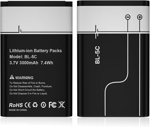 2 Pieces BL-5C Battery, 3000mAh New Upgraded 3.7V Li-ion Higher Capacity Replacement Battery for Household Radio, bt Speaker, Camera in Kuwait
