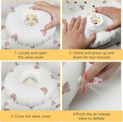 Inflatable Baby Seat for Babies 3 Months & Up, Baby Floor Seats for Sitting Up, Baby Seats for Infants, Blow Up Baby Chair with Built in Air Pump - BearHead with Tray in Kuwait