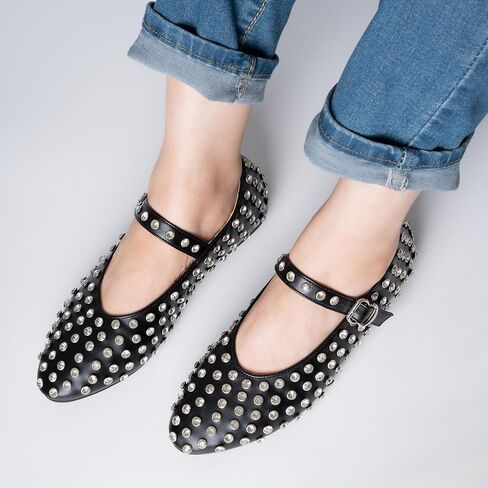 Women's Ballet Flats Shoes for Women Ballet Flats Mary Jane Flats Round Toe Comfortable Dressy Ballet Flats with Buckle Strap in Saudi Arabia