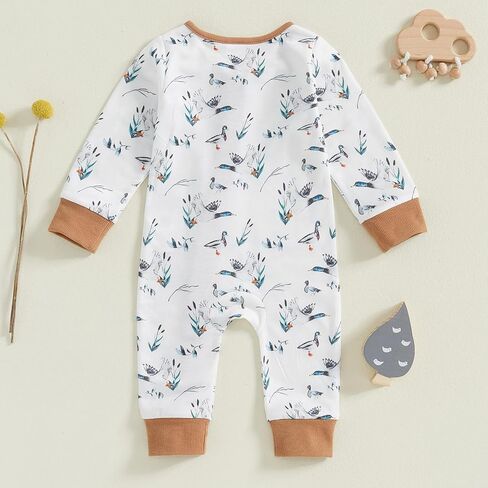 Newborn Baby Boy Girl Hunting Outfit Mallard Duck Zipper Romper Jumpsuit Long Sleeve Bodysuit Duck Hunting Clothes in Kuwait