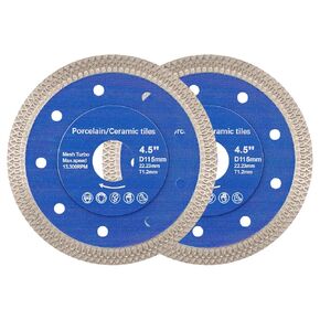 2 PCS 4.5" Ultra - Thin Diamond Blade for Angle Grinder, Ideal for Porcelain, Ceramic, Granite & Marble Cutting - Fits 5/8" or 7/8" Arbor, Wet & Dry Use, Smooth