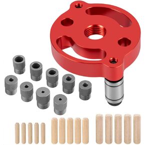 Self Centering Doweling Jig, Dowel Drill Guide 2/3/4/5/6/7/8/9/10mm Self Center Dowel Jig Handheld Drill Guide for Straight Holes Wood Panel Hole Puncher Locator Woodworking Joints Tool